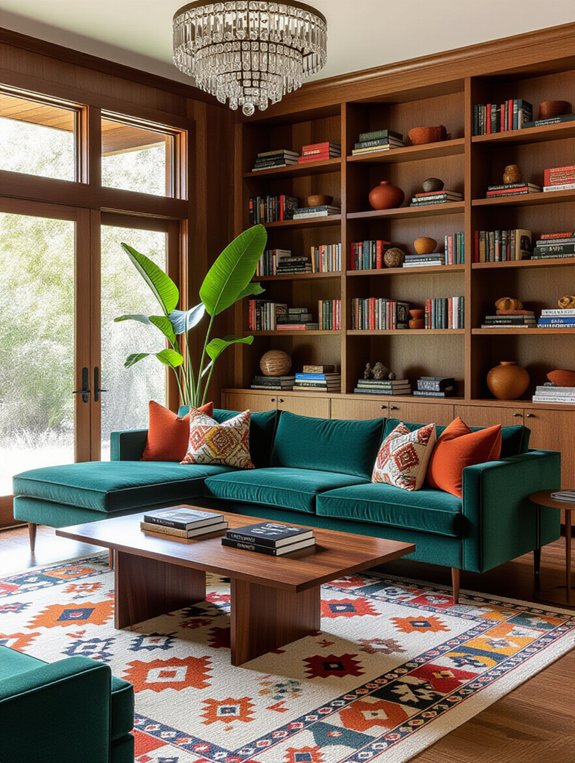 curated mid century bookshelves design