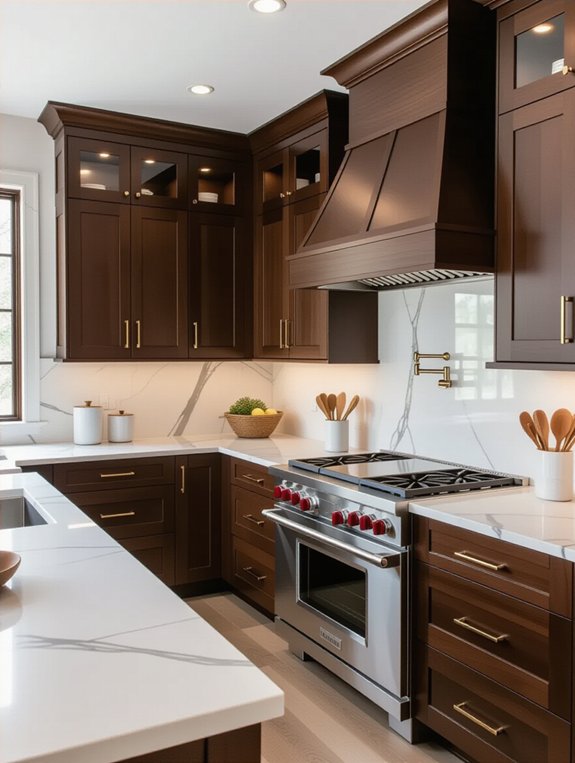 dark walnut and light finishes