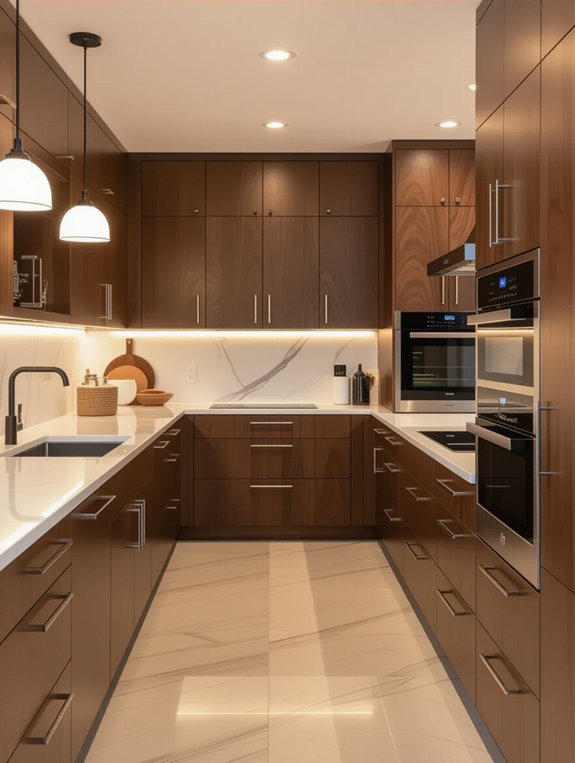 elegant functional walnut cabinets