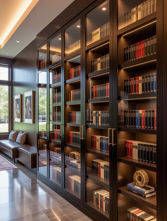 elegant glass front cabinets