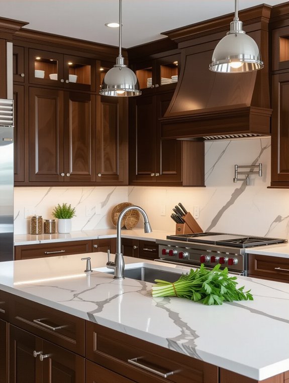 elegant walnut and marble