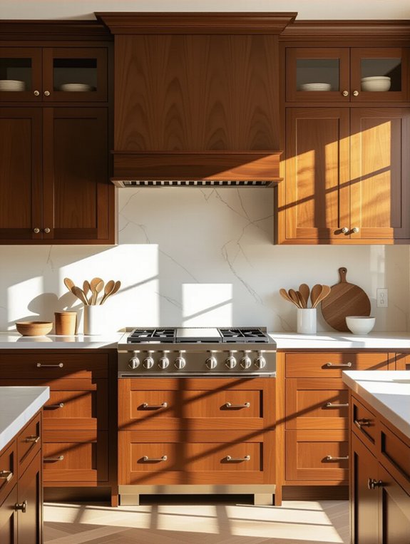 elegant walnut cabinets glow