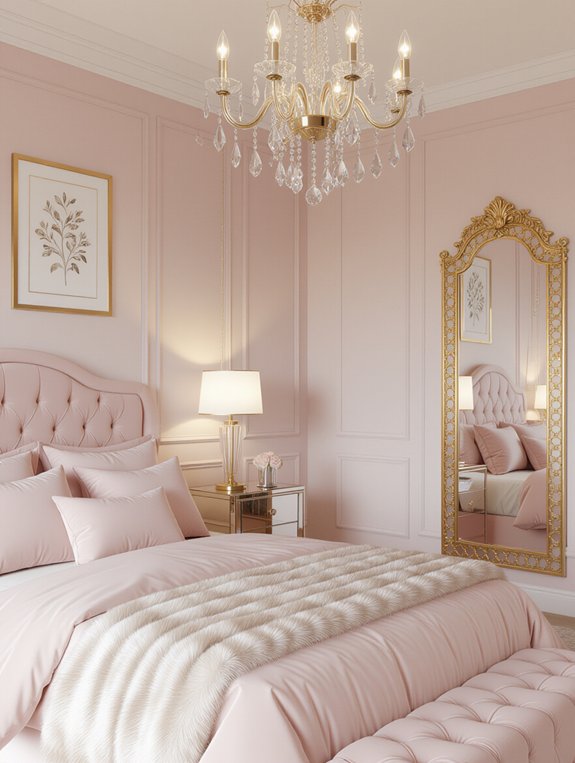 glamorous pink and gold decor