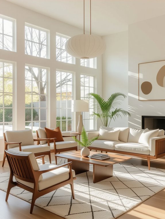 minimalist mid century living room