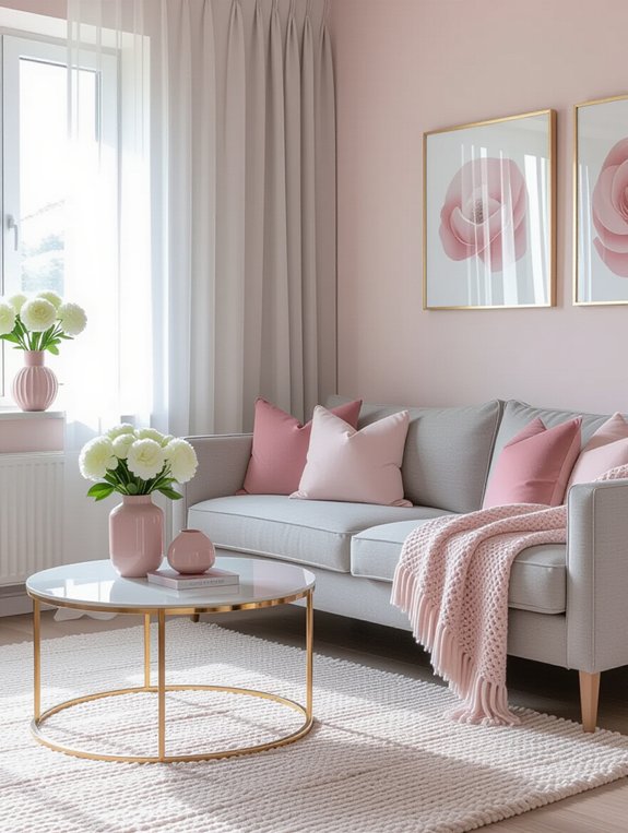 modern pink grey interior design