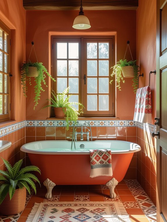 playful terracotta bathroom decor