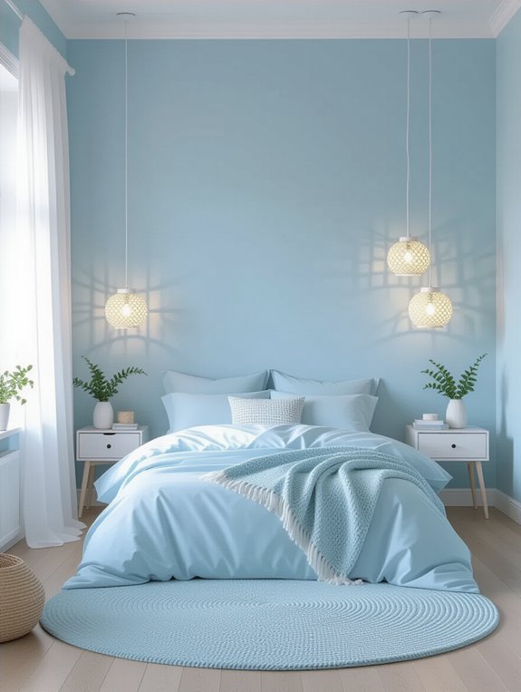 serene light blue bedroom