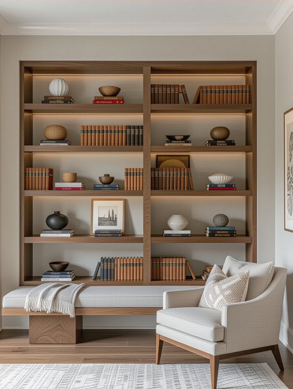 sleek floating shelves design