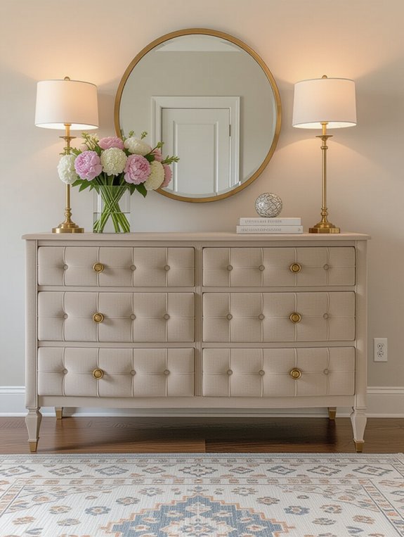 sophisticated upholstered dresser design