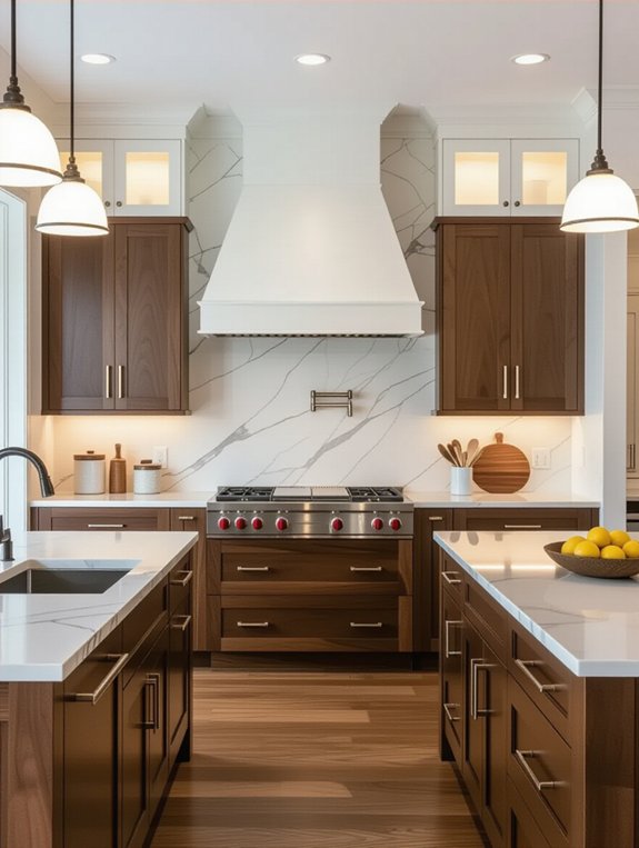 striking two tone cabinet contrast