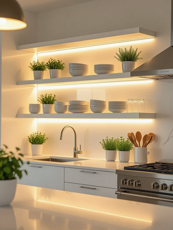 stylish open shelving lighting