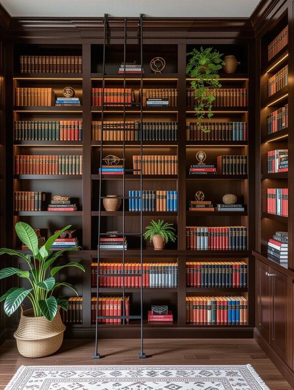stylish wall mounted library ladder