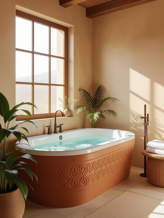 terracotta bathtub as centerpiece
