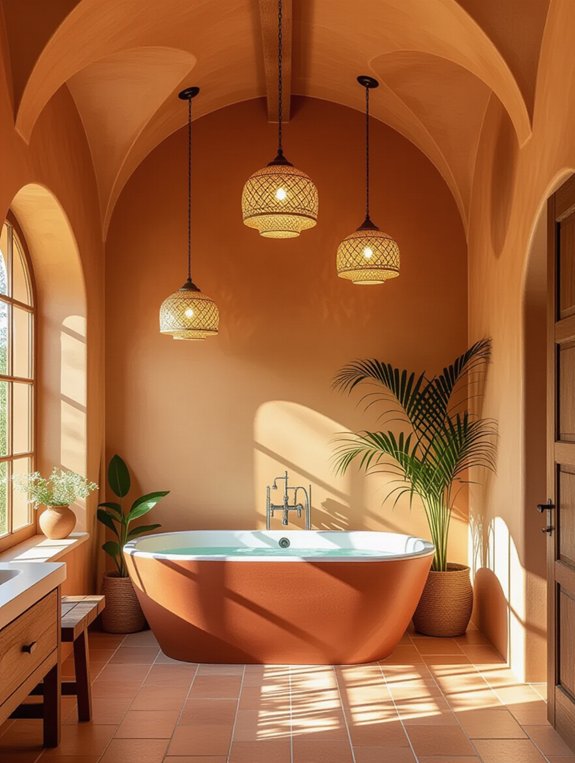 terracotta fixtures enhance ambiance