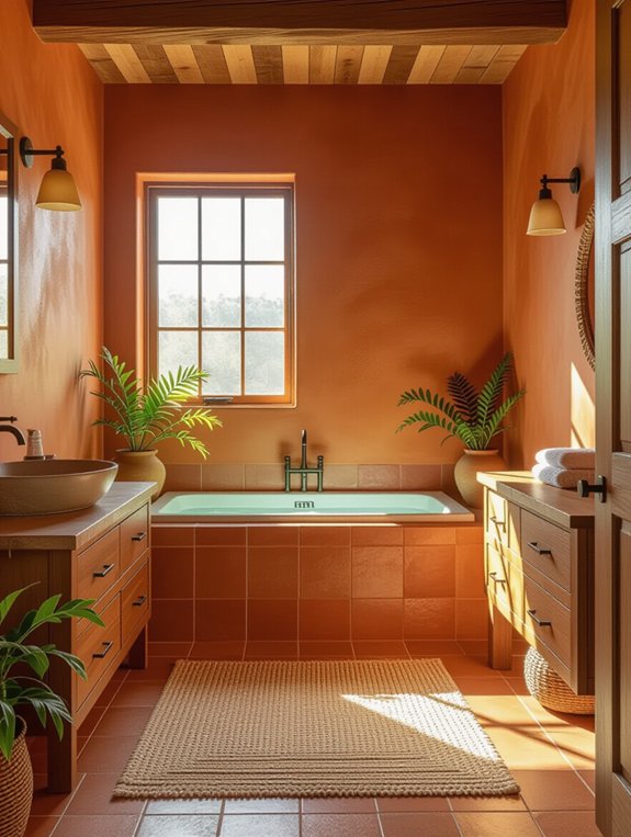 terracotta wood bathroom harmony