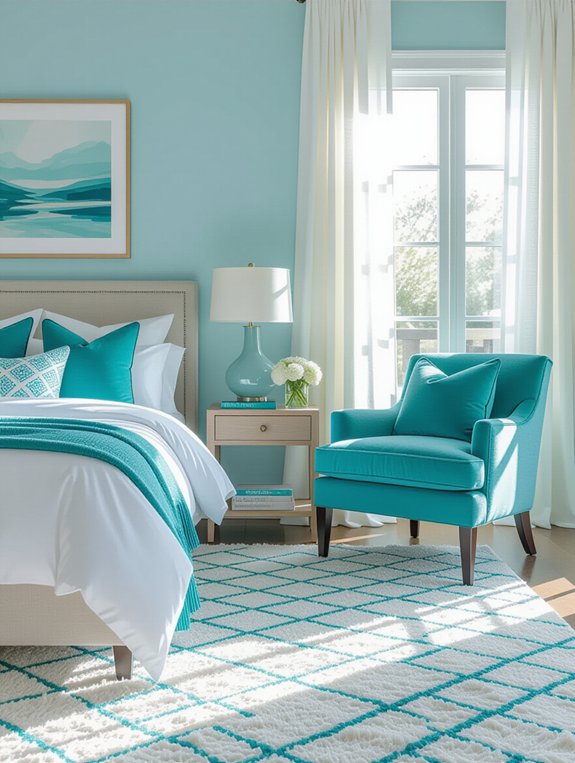 turquoise accents enhance vibrancy