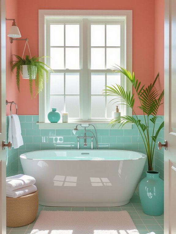 vibrant coral and aqua