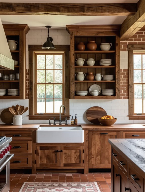 warm inviting walnut cabinets