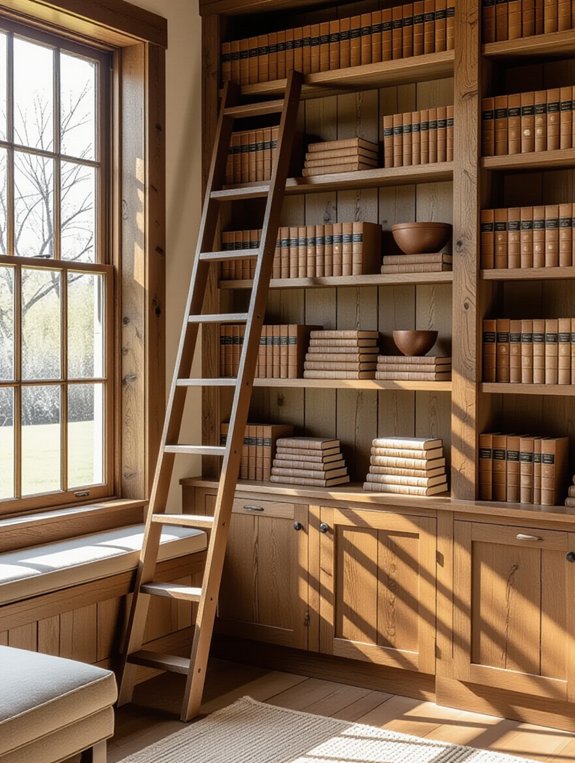 warm inviting wooden shelves