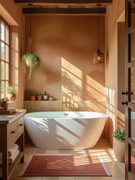warm terracotta bathroom aesthetics