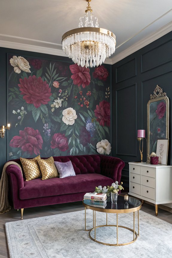 bold wallpaper enhances decor