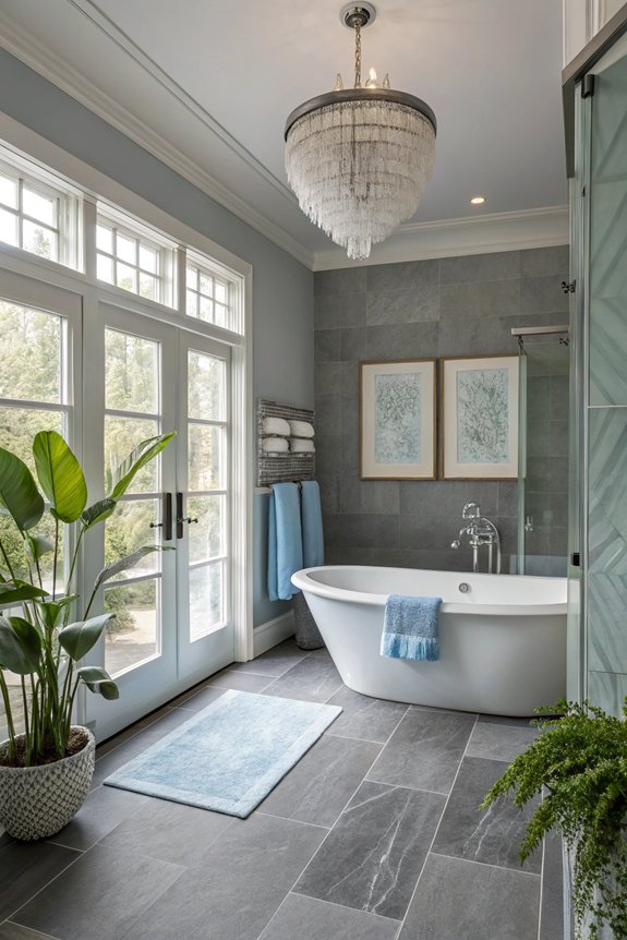 calming gray blue bathroom oasis