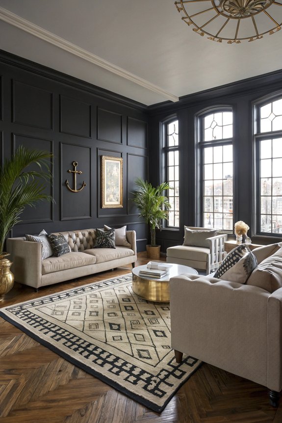 chic area rugs define spaces