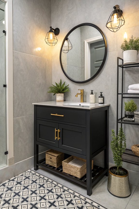 chic compact black vanity