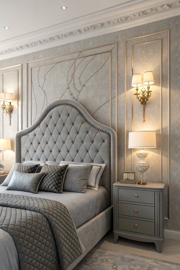 chic high back grey headboard