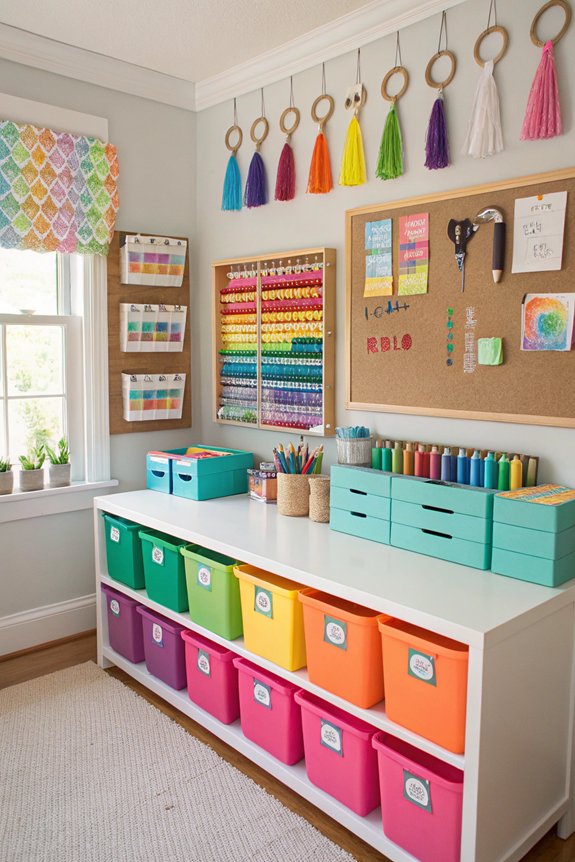 colorful craft room storage