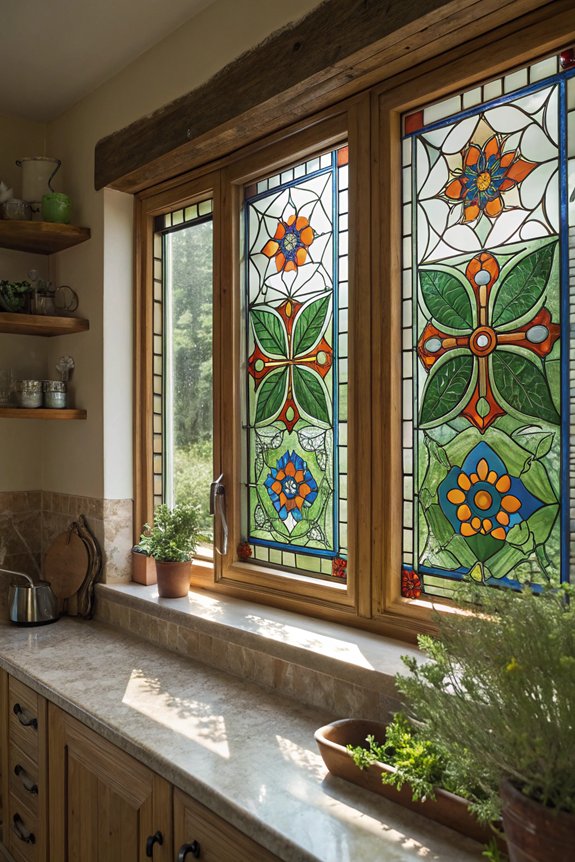 colorful kitchen window accents