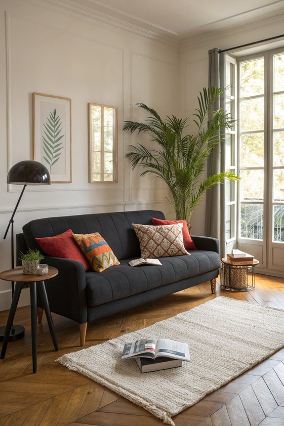 cozy black couch nook