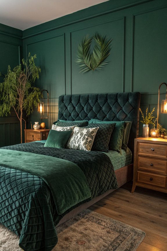 cozy dark green bedding