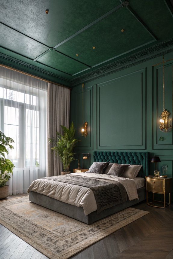 cozy dark green ceilings