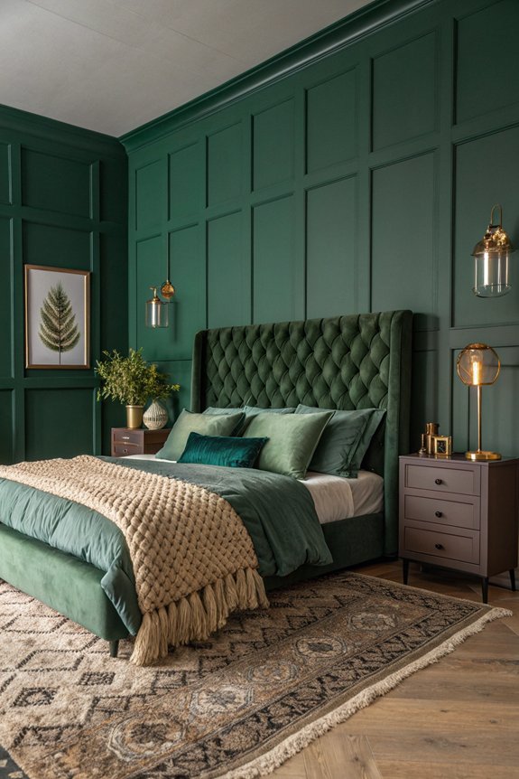 cozy dark green textiles