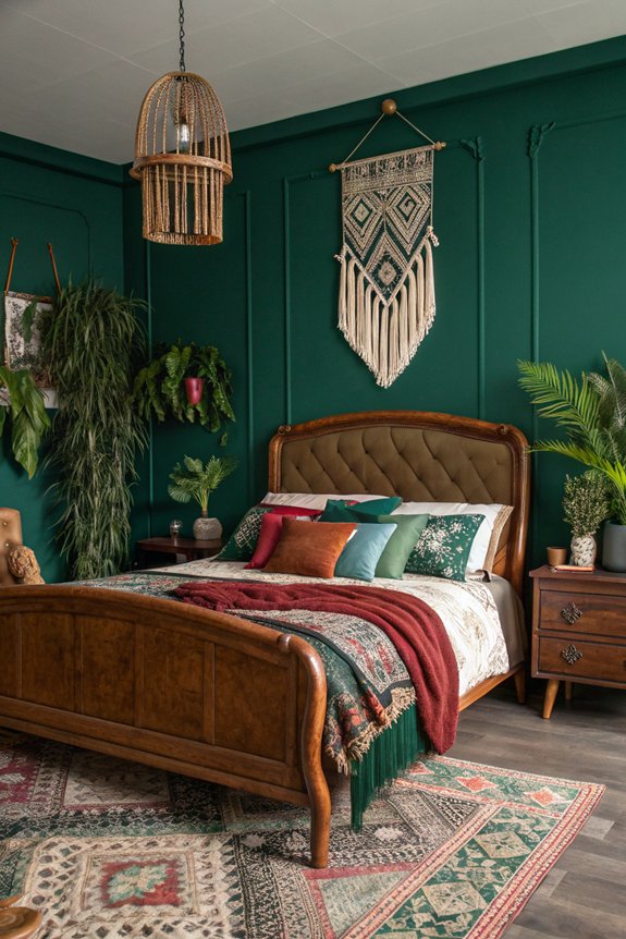 eclectic dark green decor
