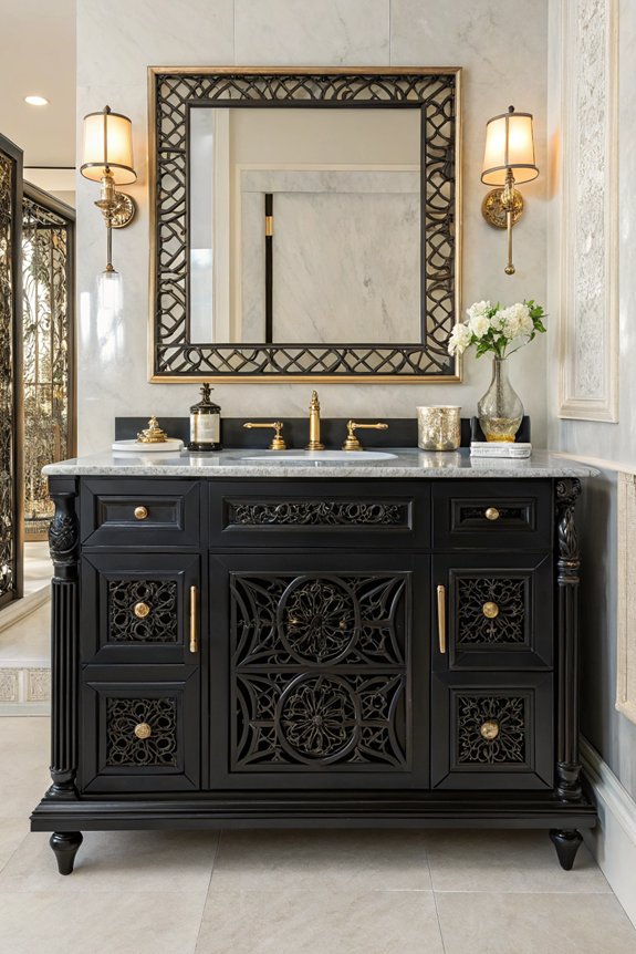 elegant black vanity features