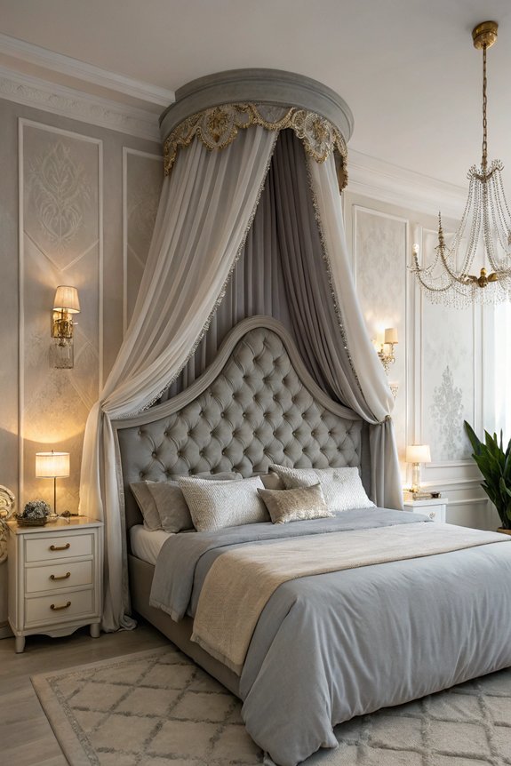 elegant grey canopy headboard