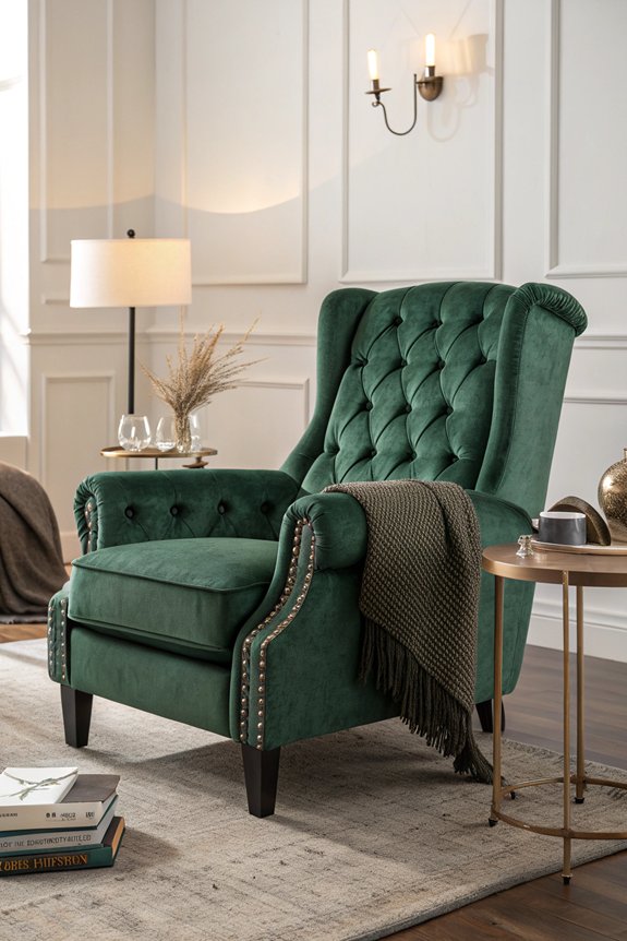 elegant velvet tufted recliner