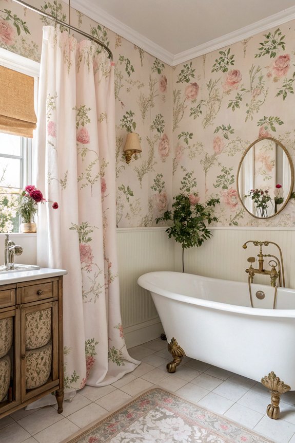 floral designs enhance bathrooms