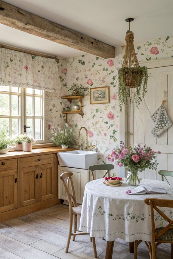 floral wallpaper enhances coziness