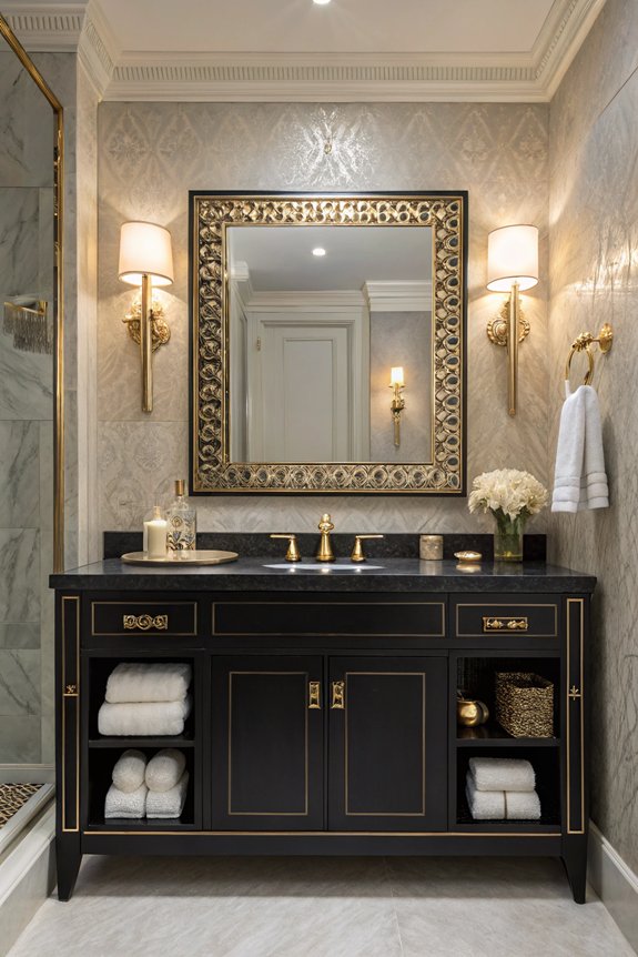 glamorous black mirrored vanity