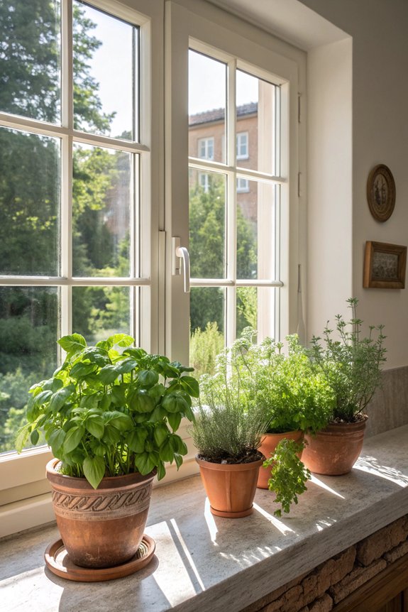 herb growing garden windows