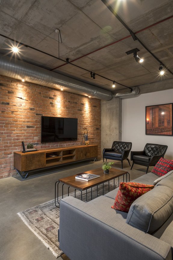 industrial chic tv room