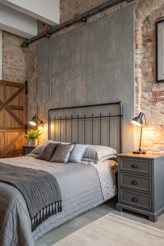 industrial grey metal headboard