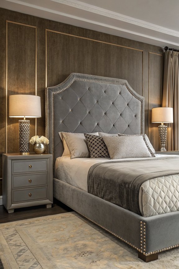 luxury grey velvet headboard