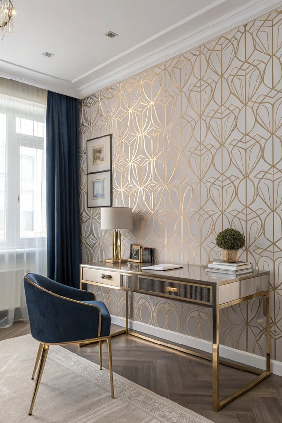 metallic accents enhance workspace