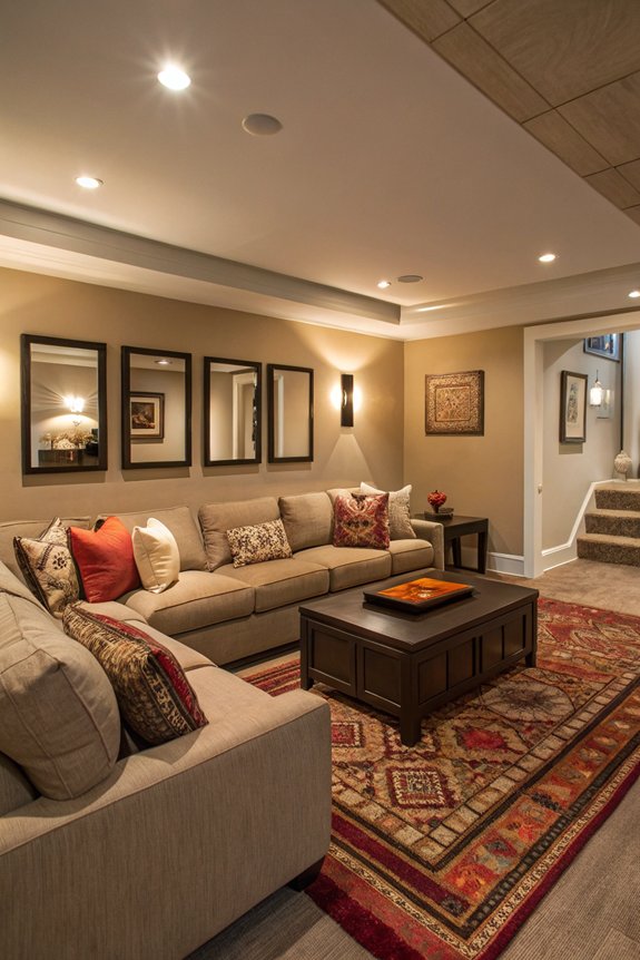 mirrors enhance basement space