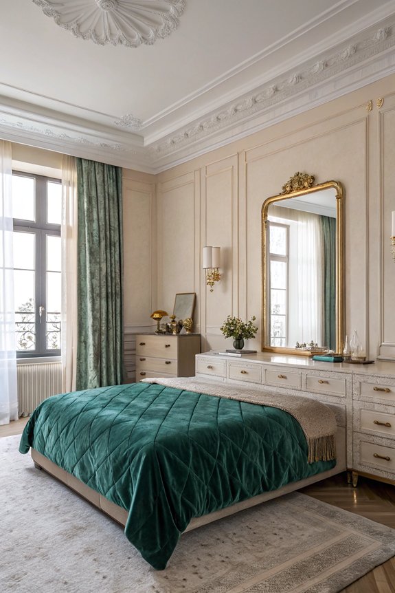 mirrors enhance bedroom glamor