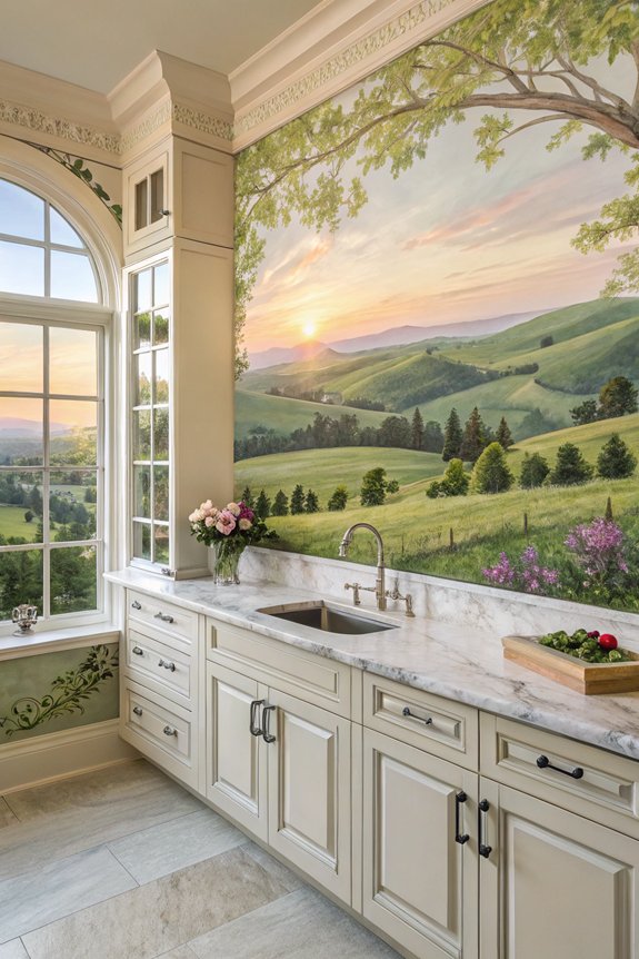 nature inspired kitchen murals